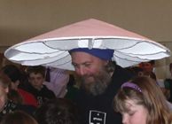 The pinc waxcap as worn by Gary Easton at a recent schools science event.