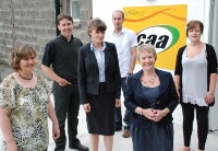 Pictured (left to right) are staff members at the Centre for Educational Studies, Llinos Jones, Marketing Administrator; Amlyn Ifans, Finance and Admin Officer; Lynwen Rees Jones, Director; Richard Pritchard, Designer; Delyth Ifan, Editor; Fflur Pughe, Markeing Officer/Editor.