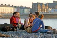 Students on the beach