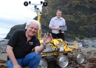 Professor Dave Barnes (left) and Dr Stephen Pugh during recent field trials on Clarach beach.