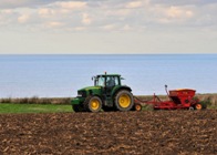 Sowing winter wheat on one of the IBERS farms.