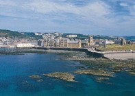 The Old College and the town of Aberystwyth.