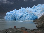 The front of San Rafael Glacier in Patagonia, one of the 270 glaciers included in this study. This glacier has retreated about 8 km since the peak of the “Little Ice Age” around AD1870. Photo credit: Neil Glasser