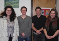 Representatives from Aberystwyth University Mooting Society: (Left – Right)Sofiya Kartalova (Vice President, Admin); Liam Hunter (Vice President, Education); with competitors Robert Donaldson (President) and Charlotte Garbett (Vice President, Internal Affairs)