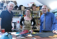 From left to right: Mr Alan Hewson, Director, Aberystwyth Arts Centre, Ruth Emily Davey of Ruth Emily Davey Shoes (2011 Competition Winner) and Mr Tony Orme, Enterprise Manager at Aberystwyth University’s Commercialisation and Consultancy Services.