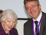 Gwyneth Jones, Lifelong Learning Student of the Year, receiving the award from Professor John Grattan, Pro Vice-Chancellor