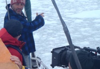 On board Gambo during the filming of Operation Iceberg