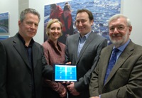 L to R. Andy Hughes, Codiki Ltd; Dr Rhian Hayward, Commercialisation and Consultancy Services at Aberystwyth University; Auryn Hughes, Codiki Ltd; Dr Glyn Rowlands, Vice President of Aberystwyth University and a member of the Codiki board.