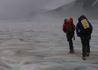 Working on a High-Arctic glacier in Svalbard.