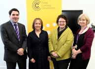 Dr Ioan Matthews, Dr Anwen Jones, Elin Jones AM and Professor April McMahon, Vice-Chancellor.