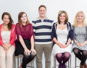 Aberystwyth University Students’ Union Officers, 2013/14. L to R, Liv Prewett - Activities Officer, Grace Burton - Education Officer, Ioan Rhys Evans – President, Laura Dickens - Welfare Officer, Mared Ifan - Welsh Affairs & UMCA President