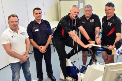 Left to right: Dr Rhys Thatcher IBERS with Fire Ride core team members Iwan Cray County Commander for Ceredigion & Carmarthenshire, John Evans, Paul James and Charlie Taylor.