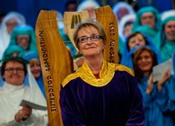 Manon Rhys, winner of the Crown at this year's National Eisteddfod Credit: Aled Llywelyn/Eisteddfod Genedlaethol Cymru