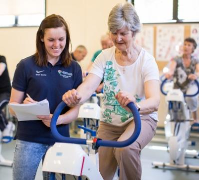 Participants of the high intensity exercise class with Rhian George, IBERS student.