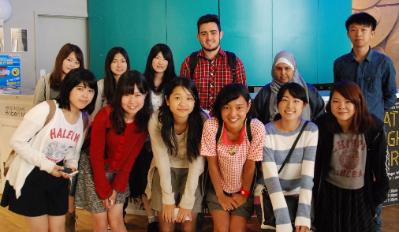 International English Centre students from Japan, China, Saudi Arabia and Spain at the Arts Centre Gathering.