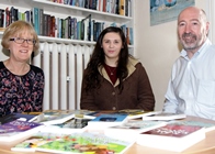 L-R Joanna Jeffery, Teaching Fellow at Aberystwyth University, Robyn Munn and Elwyn Jones, Chief Executive, Welsh Books Council