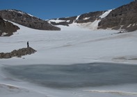 Professor Neil Glasser standing on “Unnamed Glacier” (now Glasser Glacier), James Ross Island, Antarctica in 2011. Photo credit: Dr Bethan Davies