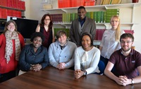 Members of the conference organising committee L-R (back row) Manon Chrigwin, Megan Talbot, Pierre Wiltshere, Linda Thompson, (front) Engobo Emeseh, Lloyd Hole, Debbie Kobani and Gareth Evans