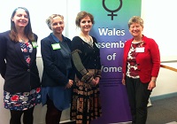 L to R: The three award winners, Hannah Littlecott, Sarah Wydall and Melanie Morgan, with Welsh Government Finance Minister Jane Hutt