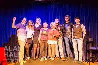 The Aberration team. From left: Helen Sandler Organiser, Ruth Fowler Organiser, Kedma Macias singer, Lisa Smith Musician, Jane Hoy Organiser, Mike Parker performer, Tom Marshman performer, Leonie Campbell Performer