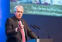 First Minister and Aberystwyth alumnus Carwyn Jones speaking at the Founders event at the Pierhead, Cardiff