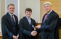 (L to R) Last year’s winners, Jake Moses and Josh Lovell, with the Honourable Mr Justice (Sir) Roderick Evans QC. Photo by CJ Photography.