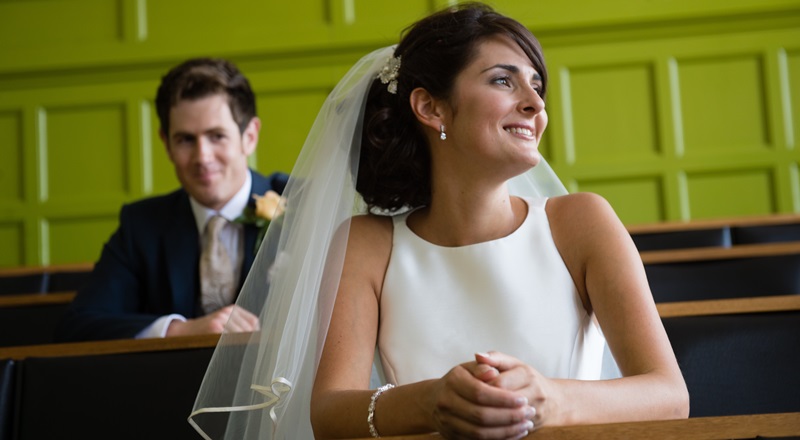 On their wedding day in 2013, Eurig Salisbury and Rhiannon Parry returned to the lecture room where they’d met as undergraduates. Picture: Keith Morris