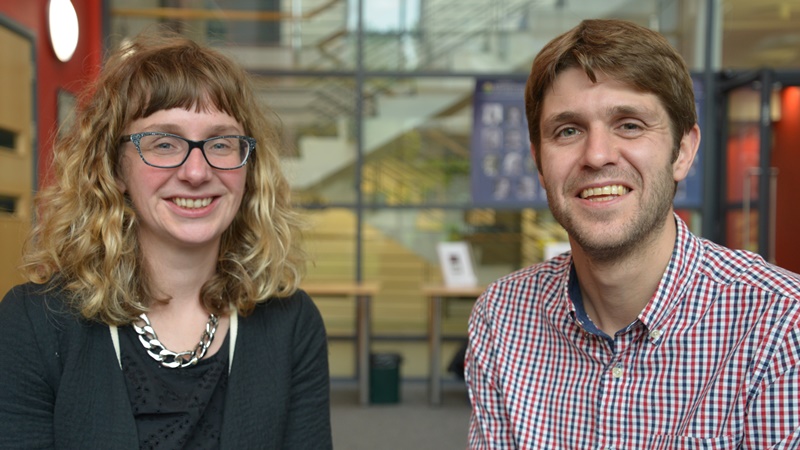 Dr Elin Royles and Dr Huw Lewis, coordinators of the Revitalise project which is funded by the Arts and Humanities Research Council.