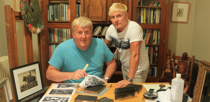 Professor Robert Meyrick (left), Head of Aberystwyth’s School of Art and Keeper of Art, and Dr Harry Heuser, a lecturer at the School of Art.