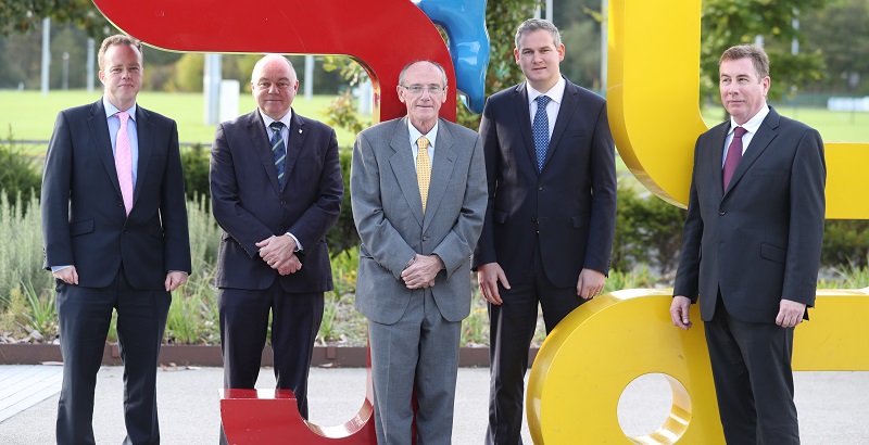 Professor David Kay, Aberystwyth University (centre) at the Dublin launch of Acclimatize with (l to r) Professor William Gallagher, University College Dublin; Professor Andrew J. Deeks, University College Dublin President; Irish government minister Seán Kyne and Professor Wim Meijer, University College Dublin. (Pic: Jason Clarke)