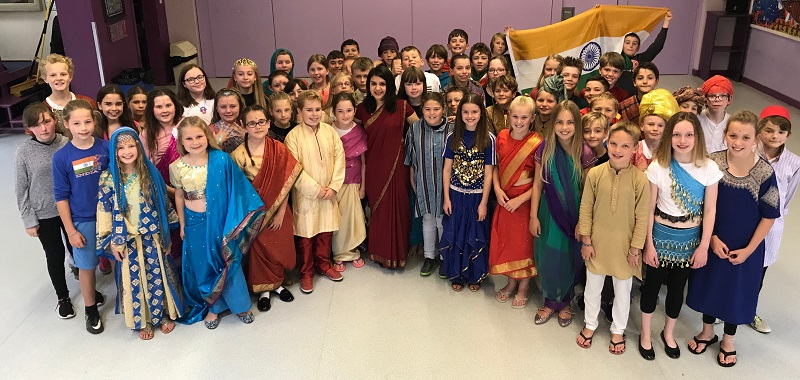Mohini Gupta celebrates International Day with pupils at Ysgol Gymraeg Aberystwyth.
