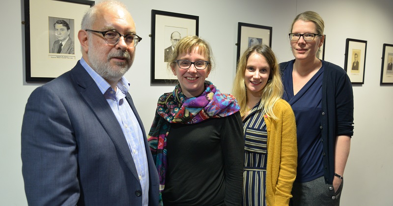 Left to right, Professor Colin McInnes, shortlisted for the Special Achievement Award; Dr Elin Royles who has been shortlisted for the Research Impact Award with Dr Huw Lewis and Dr Catrin Wyn Edwards; Dr Catrin Wyn Edwards, shortlisted for Early Career Researcher of the Year; Dr Berit Bliesemann de Guevara, shortlisted for the Research Innovation Award.