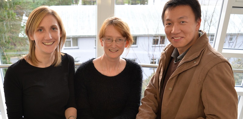 PhD student and registered nurse Angharad Jones (centre) with her research supervisors Dr Rachel Rahman, Director of the Centre for Excellence in Rural Health Care Research a and Dr OJ Jiaqing from the Department of Psychology at Aberystwyth University.