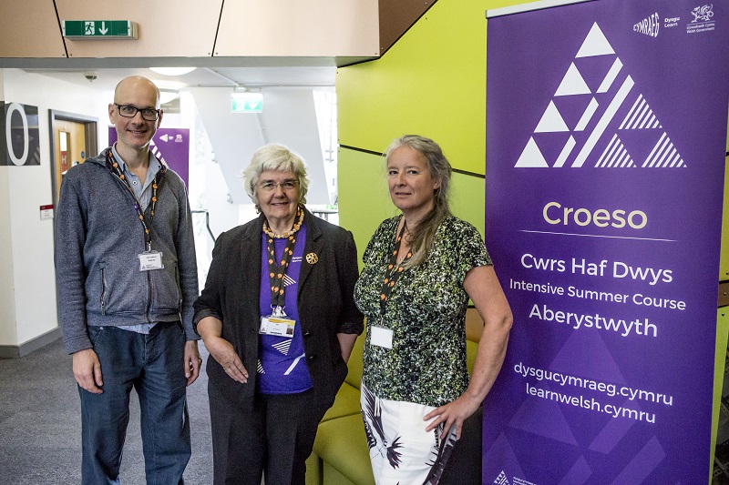 Left to right: John Habron; a student on the Intensive Summer Course,  Felicity Robers, Intensive Summer Course Co-ordinator and Tutor, and Zoe Evans, winners of the Dan Lynn James Scholarship.