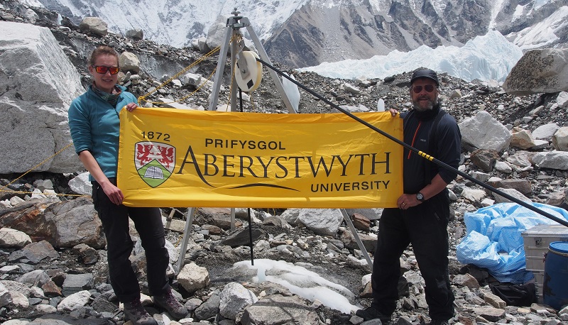 Images: Katie Miles and Professor Bryn Hubbard, picture on the Khumbu glacier in 2017.
