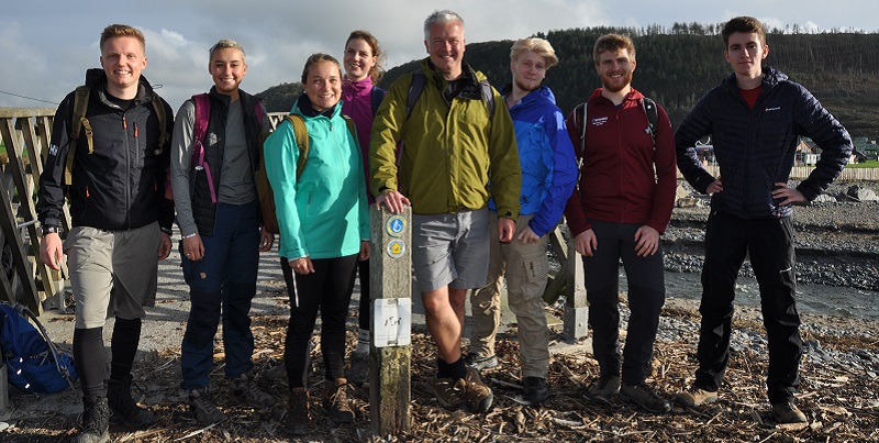 Derek Brockway with members of Aberystwyth University’s Hiking Club, Aberhike