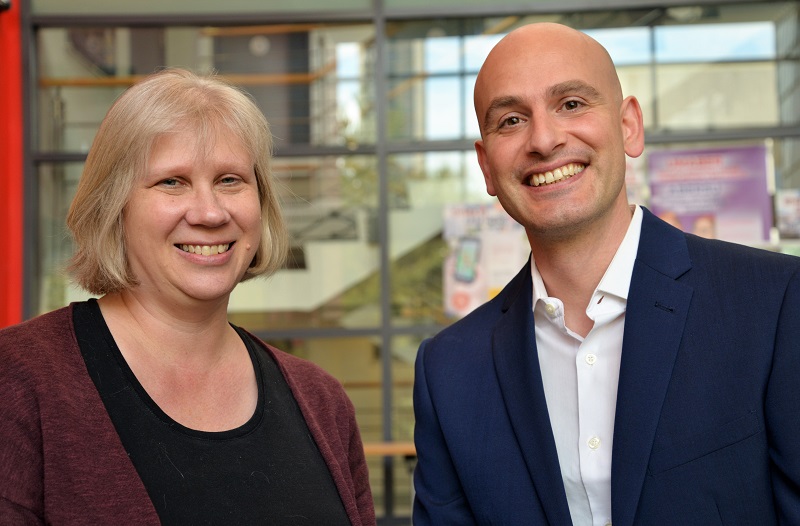 Dr Jenny Mathers (left) and Dr Alexandros Koutsoukis from the Department of International Politics, winners of the British International Studies Association Excellence in Teaching International Studies Prize for 2019