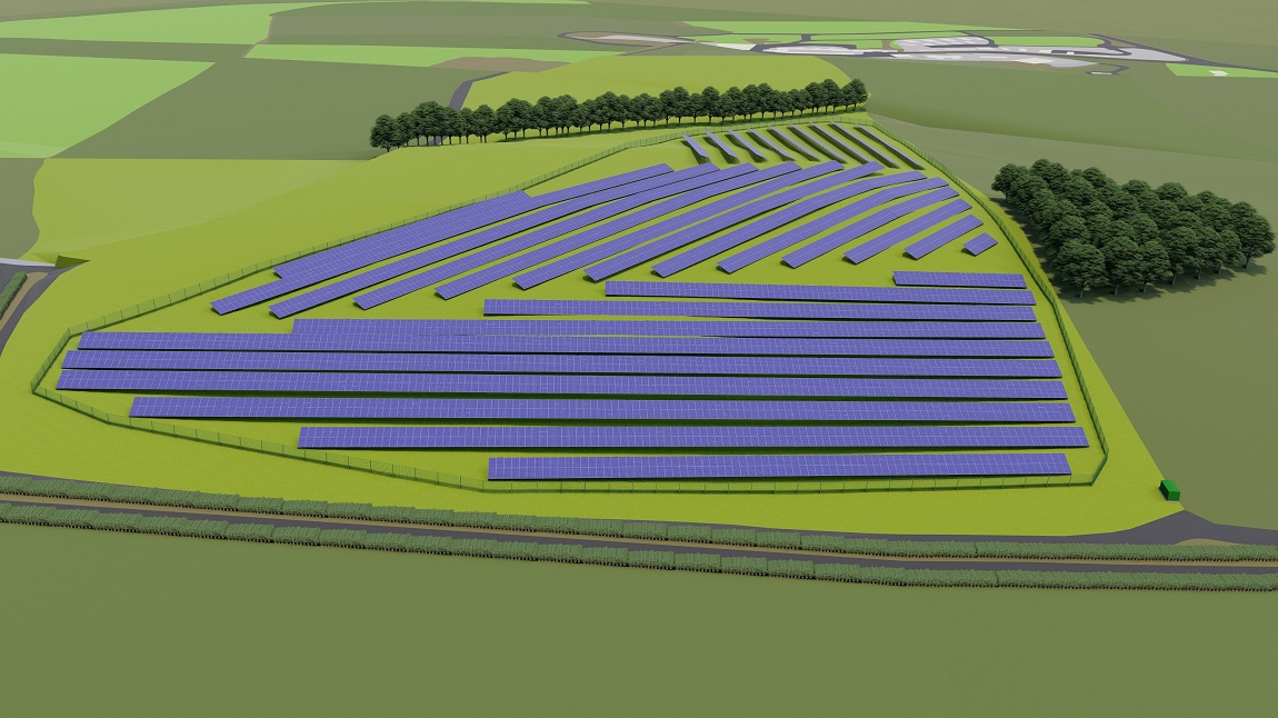 Artist’s impression of the Aberystwyth University solar development, looking East.