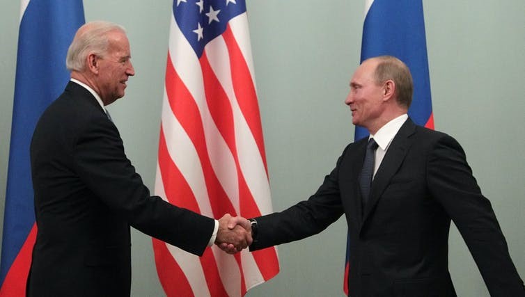 Joe Biden and Vladimir Putin meeting in 2011, during the Obama presidency. Maxim Shipenkov/EPA-EFE
