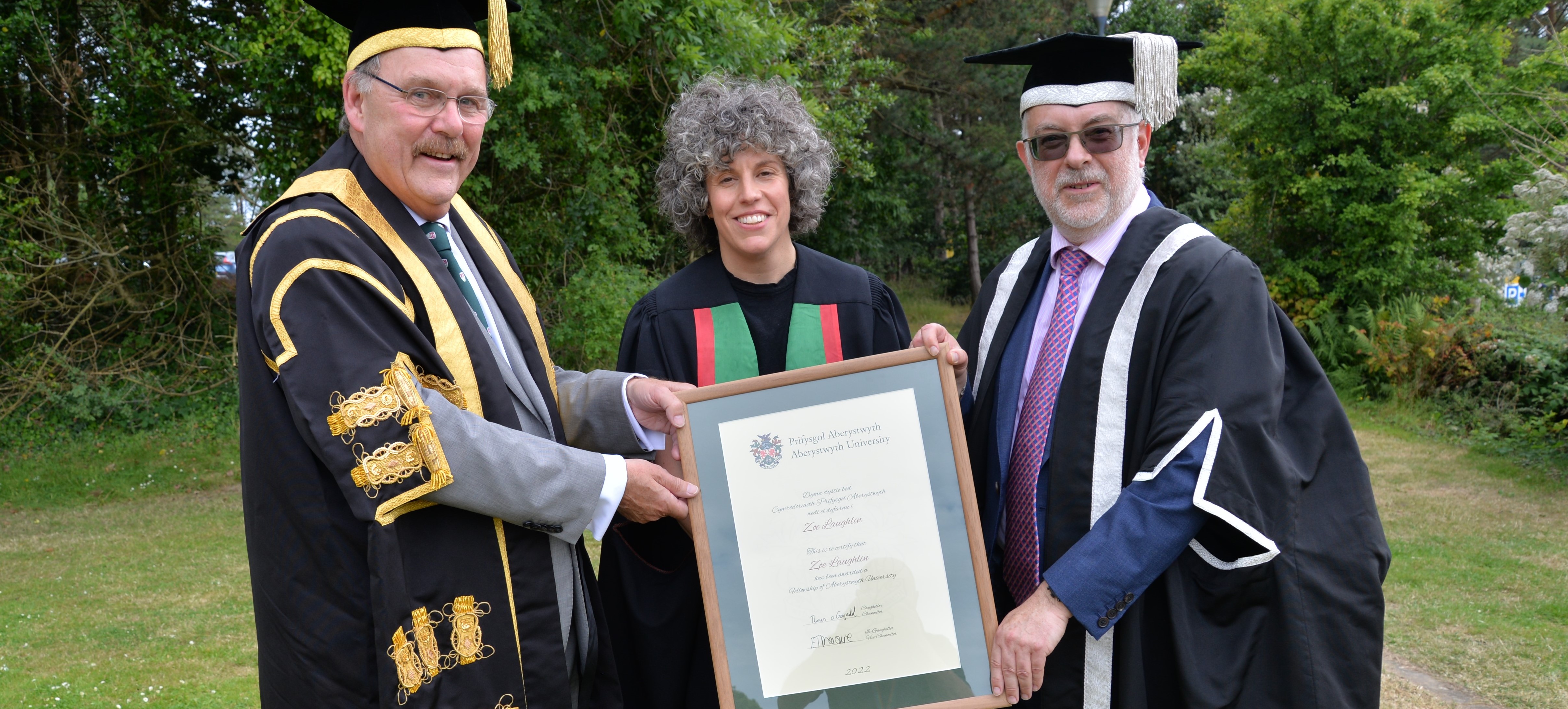 Rt Hon. Elfyn Llwyd (Pro-Chancellor, Aberystwyth University), Dr Zoe Laughlin, Professor Colin McInnes (Pro Vice-Chancellor - Research, Knowledge Exchange and Innovation)