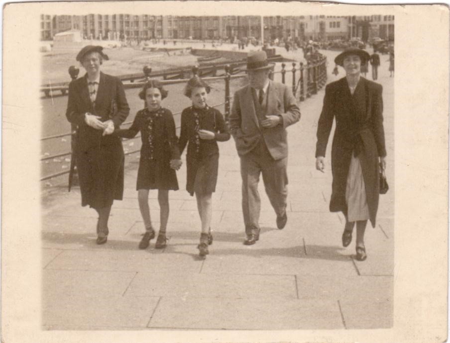 Evelyn and Marion Porak, two young refugees, pictured on Aberystwyth promenade in 1939. The Porak sisters fled to the UK from Germany with their mother in early 1939. They stayed with a family in Aberystwyth, before emigrating to the US in 1947. Photo credit: Brian Pinsent.