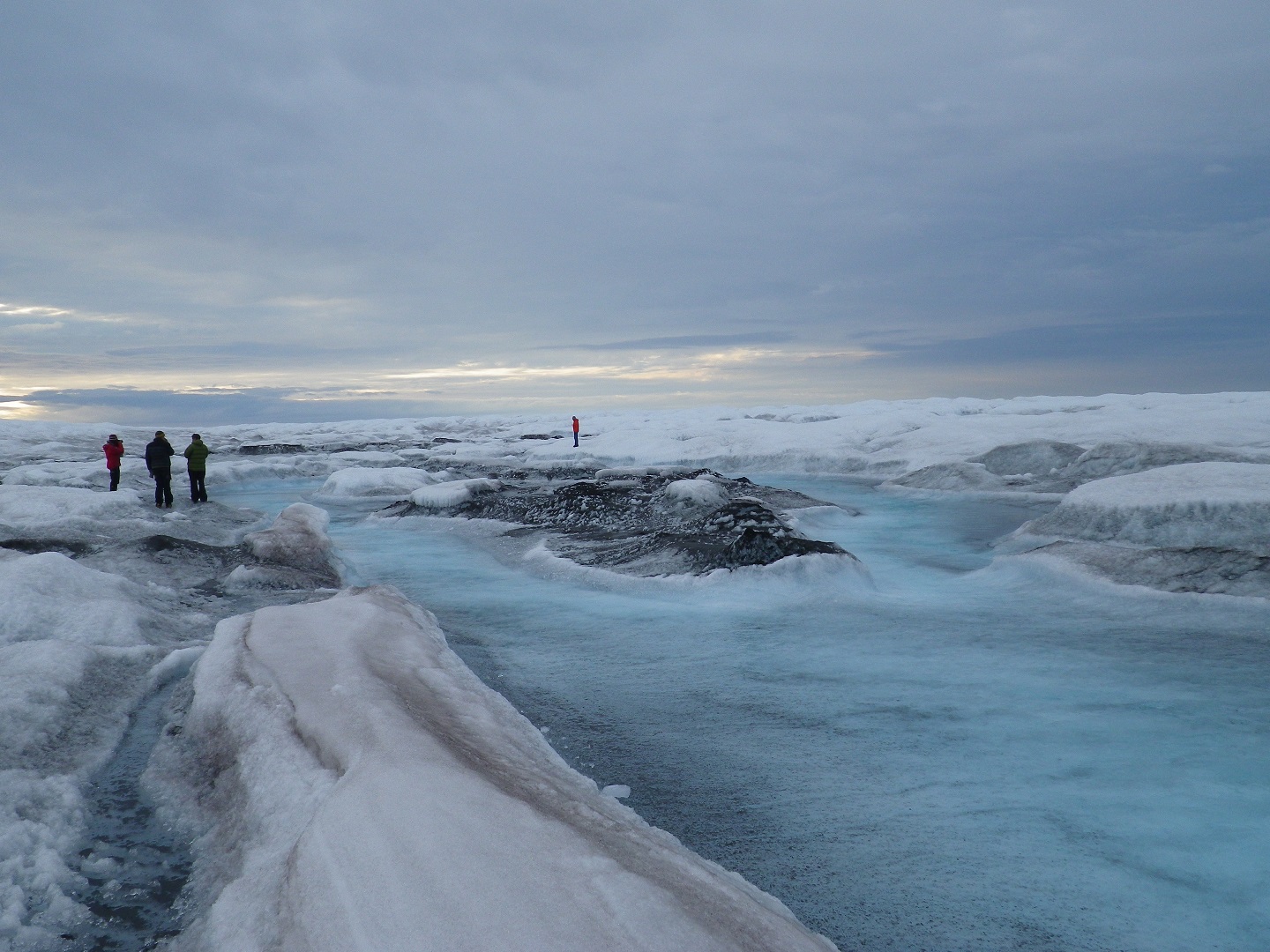 Some of the research team on the western edge of the Greenland Ice Sheet.