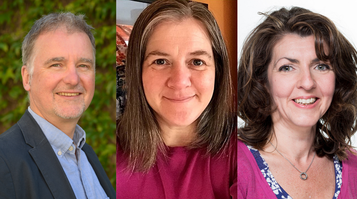 In the photo (from left to right) – Professor Andy Evans, Professor Hazel Davey, Professor Helen Roberts