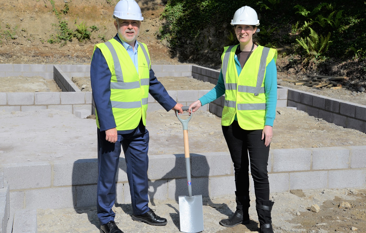 Professor Colin McInnes and Dr Patricia Shaw at the smart home construction site