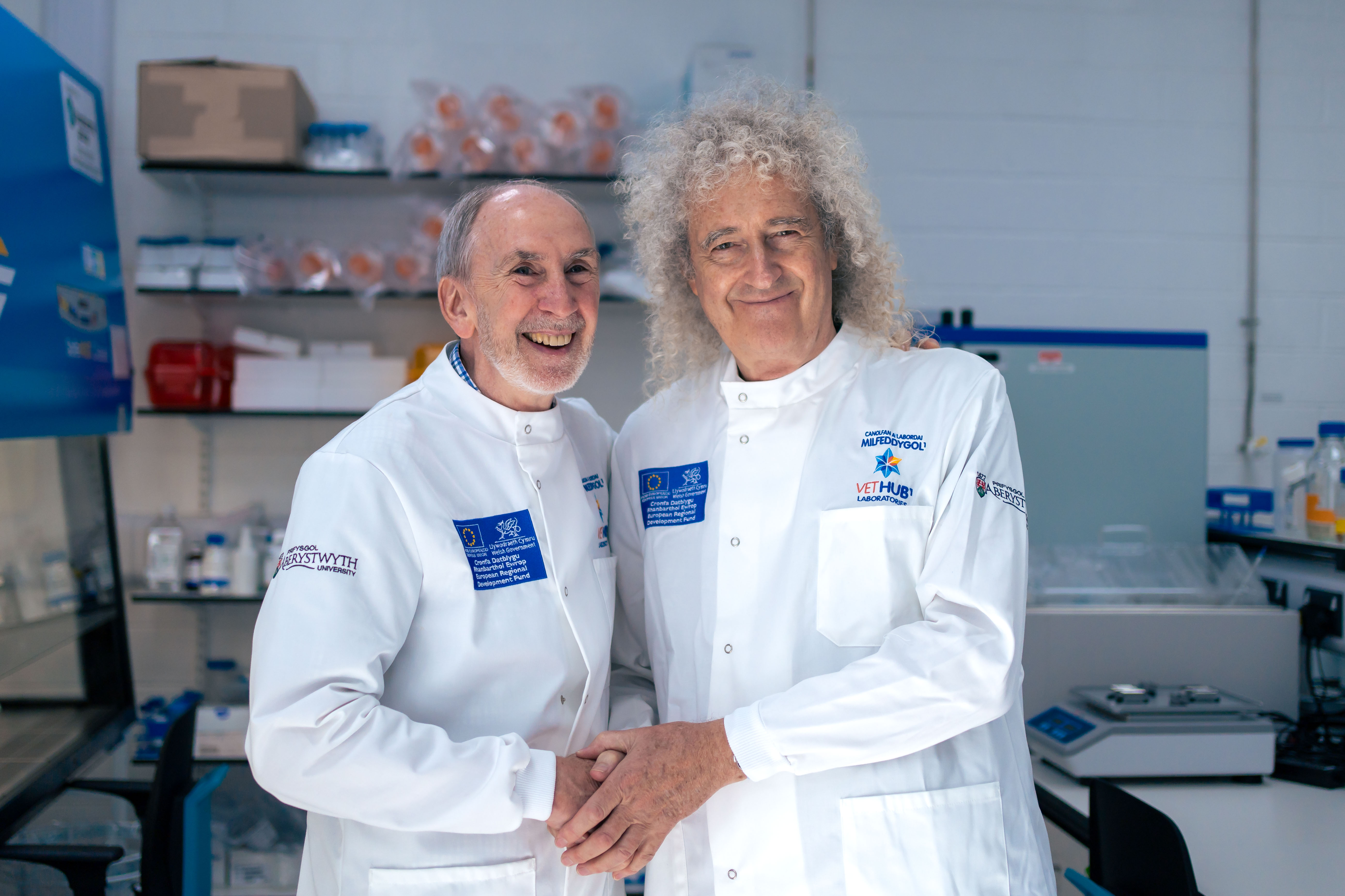 Professor Glyn Hewinson (left) and Sir Brian May (right)