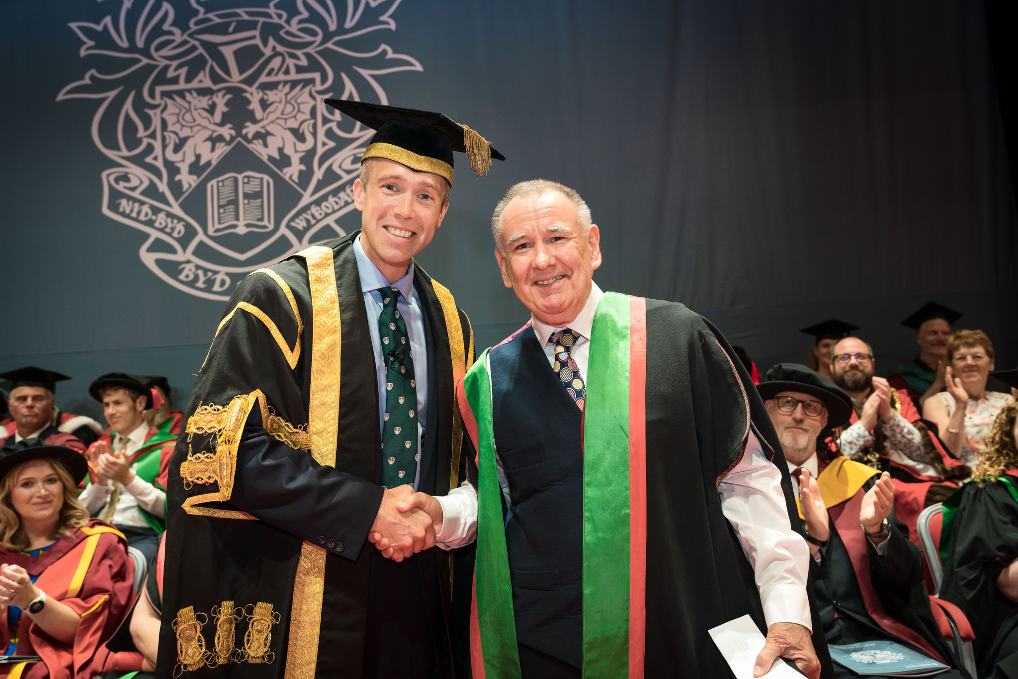 Ioan Guile with Aled Rhys Jones, Pro-Chancellor of Aberystwyth University