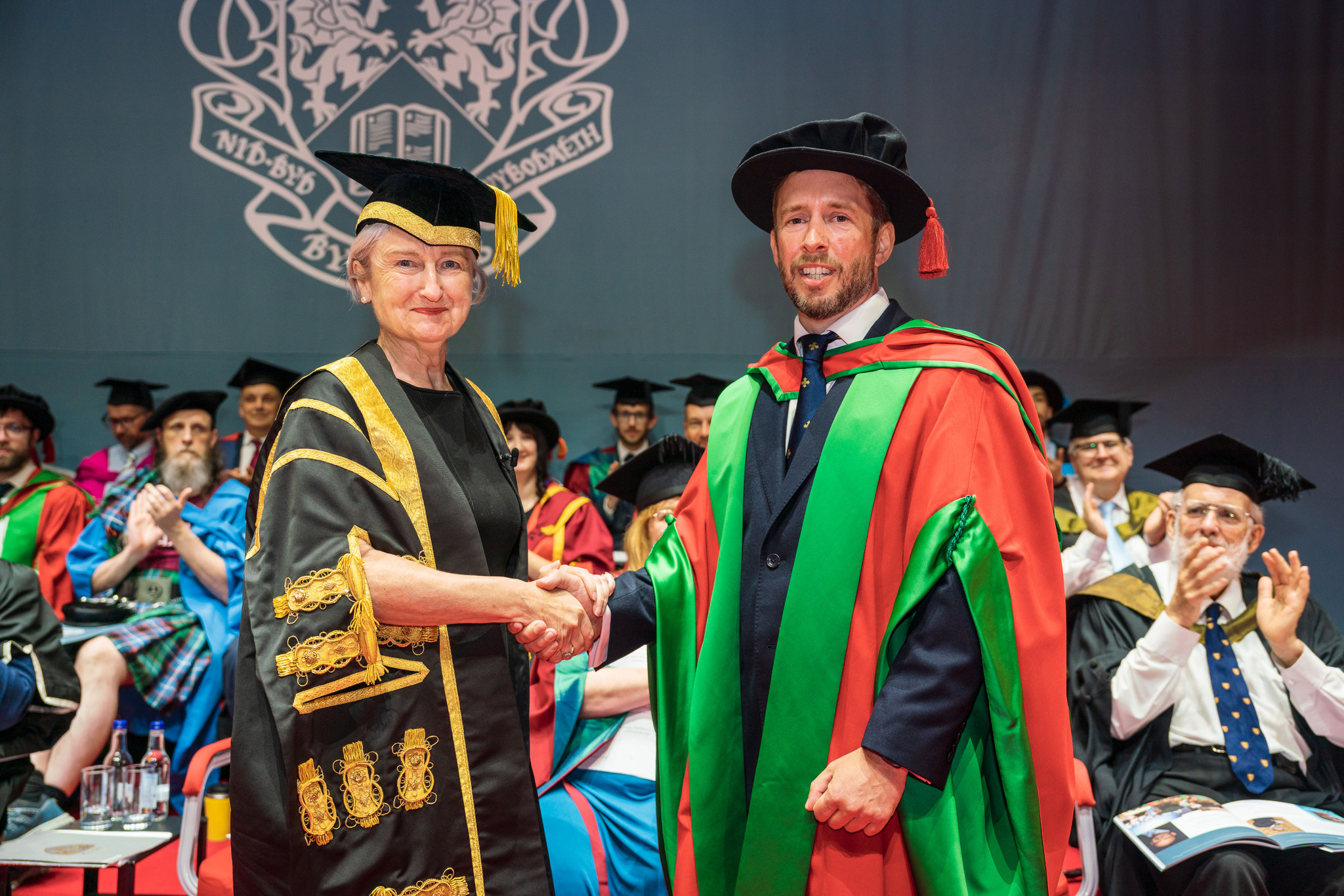 Richard Howells OBE with Rt Hon Dame Nicola Davies DBE, Chancellor of Aberystwyth University