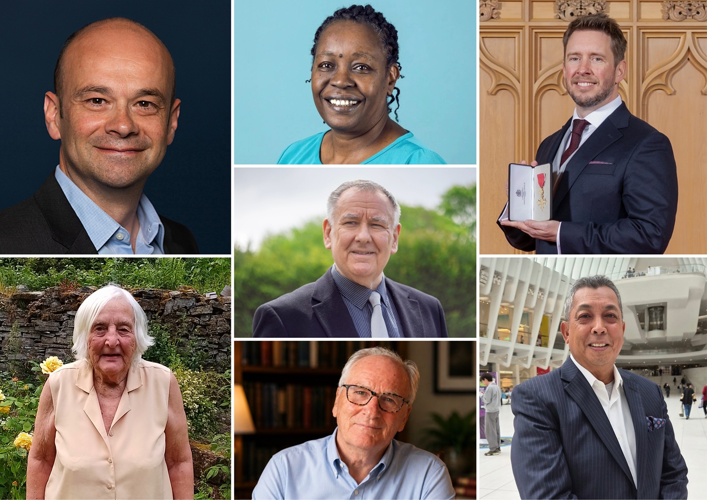 First column:  Professor Martin Stoddart and Bethan Bryn Second column: Rosemary Kabaki, Ioan Guile and Professor Sir George Berwick CBE Third column: Richard Howells OBE and Dato&rsquo; Amin Rafie Othman