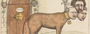 William Dent depicts Cerberus, the Hound of Hades - a three-headed dog symbolising gluttony - as composed of the heads of politicians Charles Fox, Lord North and Edmund Burke. Yale Center for British Art, Paul Mellon Collection, Accession Number B1981.25.1573