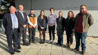 Left to right:&nbsp; Charles Robertson (Ann Robertson&rsquo;s son), Professor Jon Timmis (Vice Chancellor, Aberystwyth University), David Skelton (recipient), Ellen Ziu (recipient), Trenten Roberts (recipient), Maggie Robertson (Ann Robertson&rsquo;s daughter), Fiona Robertson (Ann Robertson&rsquo;s granddaughter) and Michael Robertson (Ann Robertson&rsquo;s grandson)&nbsp;